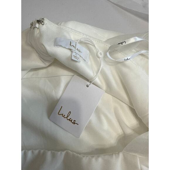 Lulus NWT Radiant Romance White Tie-Strap Maxi Dress Lined Chiffon Wedding Large - Picture 12 of 13